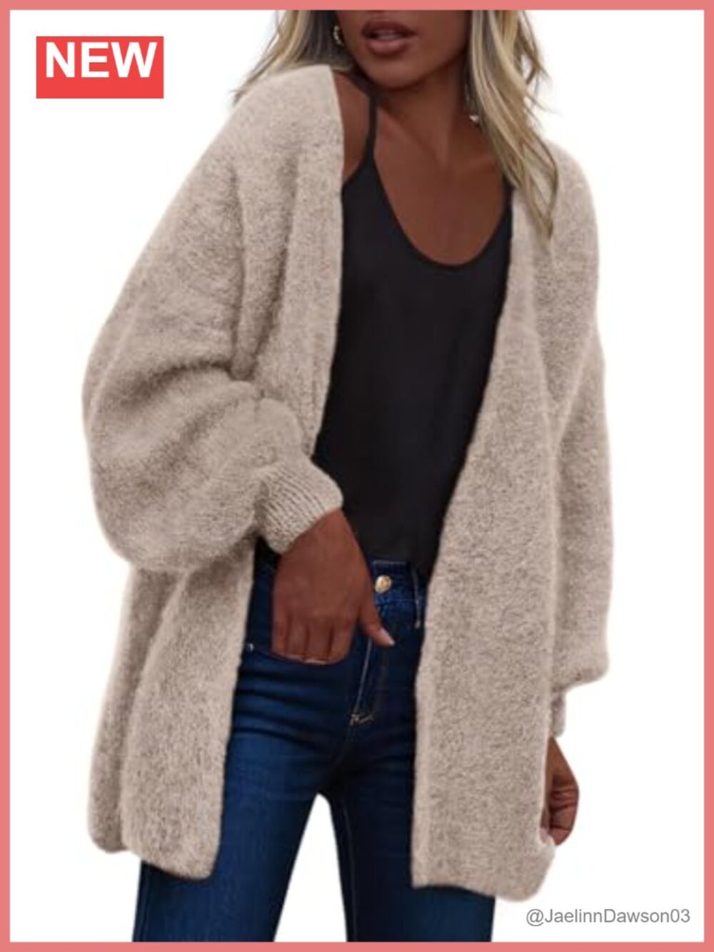 Women Open Front Slouchy Cozy Chunky Knit Cardigan